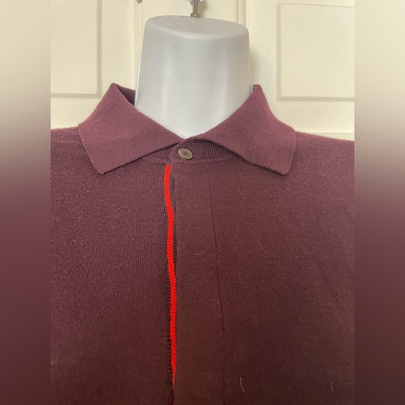 Paul Smith Men’s Collared Button Down Sweater Size XL Wine 100% Merino Wool - Picture 3 of 6